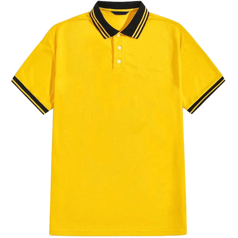 Yellow Contrast Colar Striped Polo Shirt
